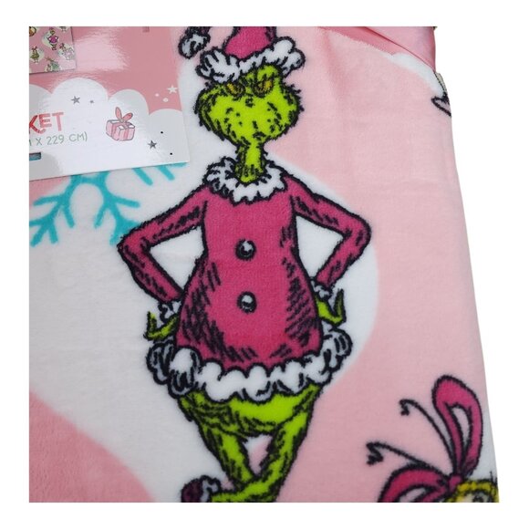 Dr. Seuss The Grinch Oversized Plush Throw Blanket 60X90" Twin Christmas Holiday - Picture 7 of 11